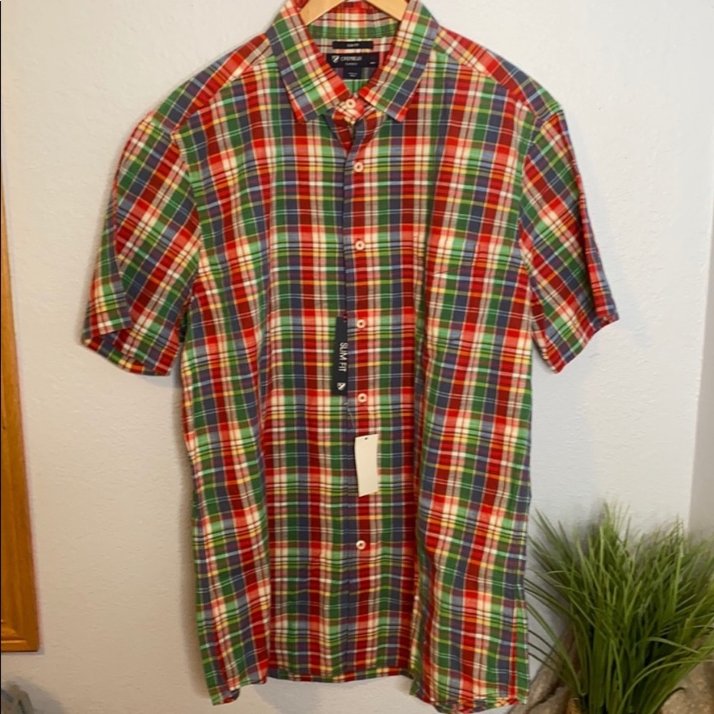 Cremieux 38 slim fit men’s lightweight short sleeved button down shirt